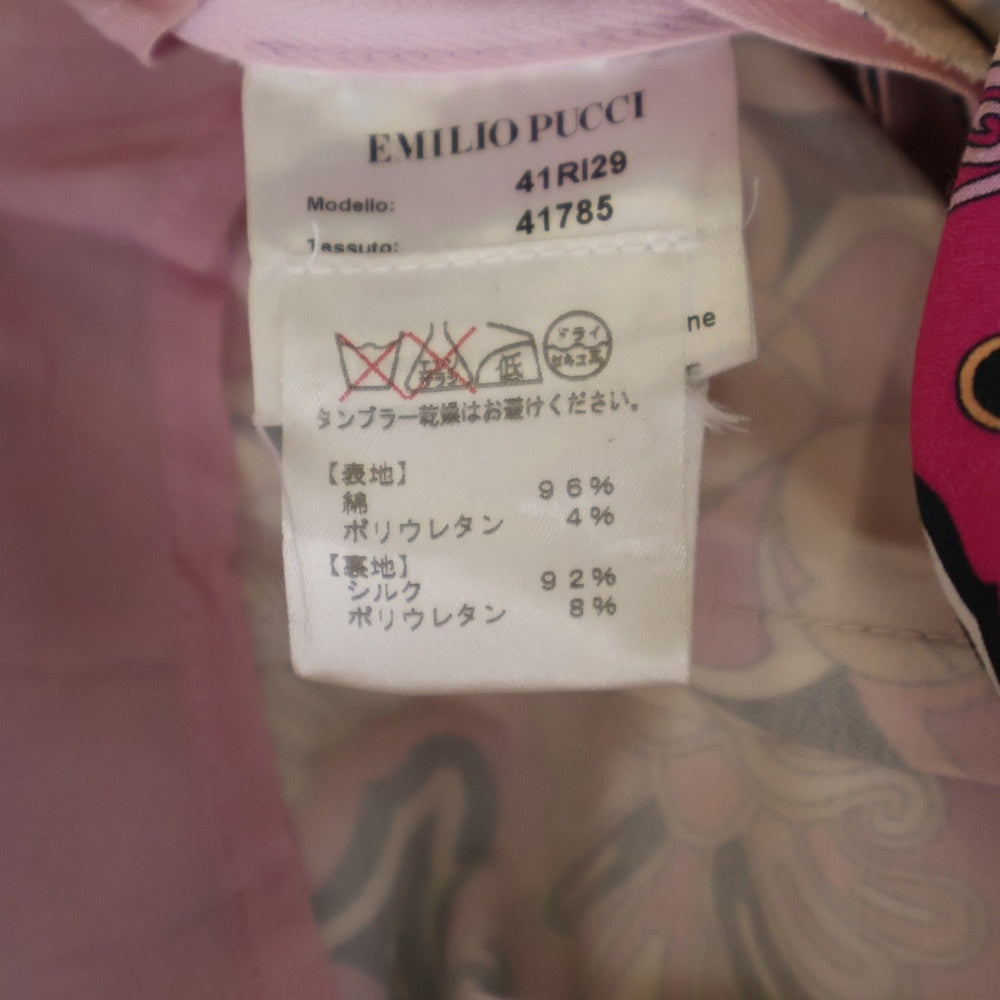 EMILIO PUCCI(エミリオプッチ) コットン 総柄 ノースリーブワンピース ピンク レディース 41RI29