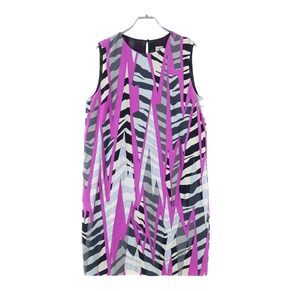 EMILIO PUCCI(エミリオプッチ) レーヨン 総柄 ノースリーブワンピース パープル レディース 56RG73