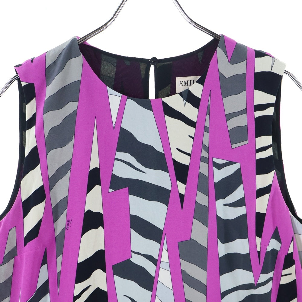 EMILIO PUCCI(エミリオプッチ) レーヨン 総柄 ノースリーブワンピース パープル レディース 56RG73
