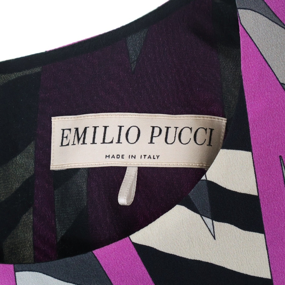 EMILIO PUCCI(エミリオプッチ) レーヨン 総柄 ノースリーブワンピース パープル レディース 56RG73