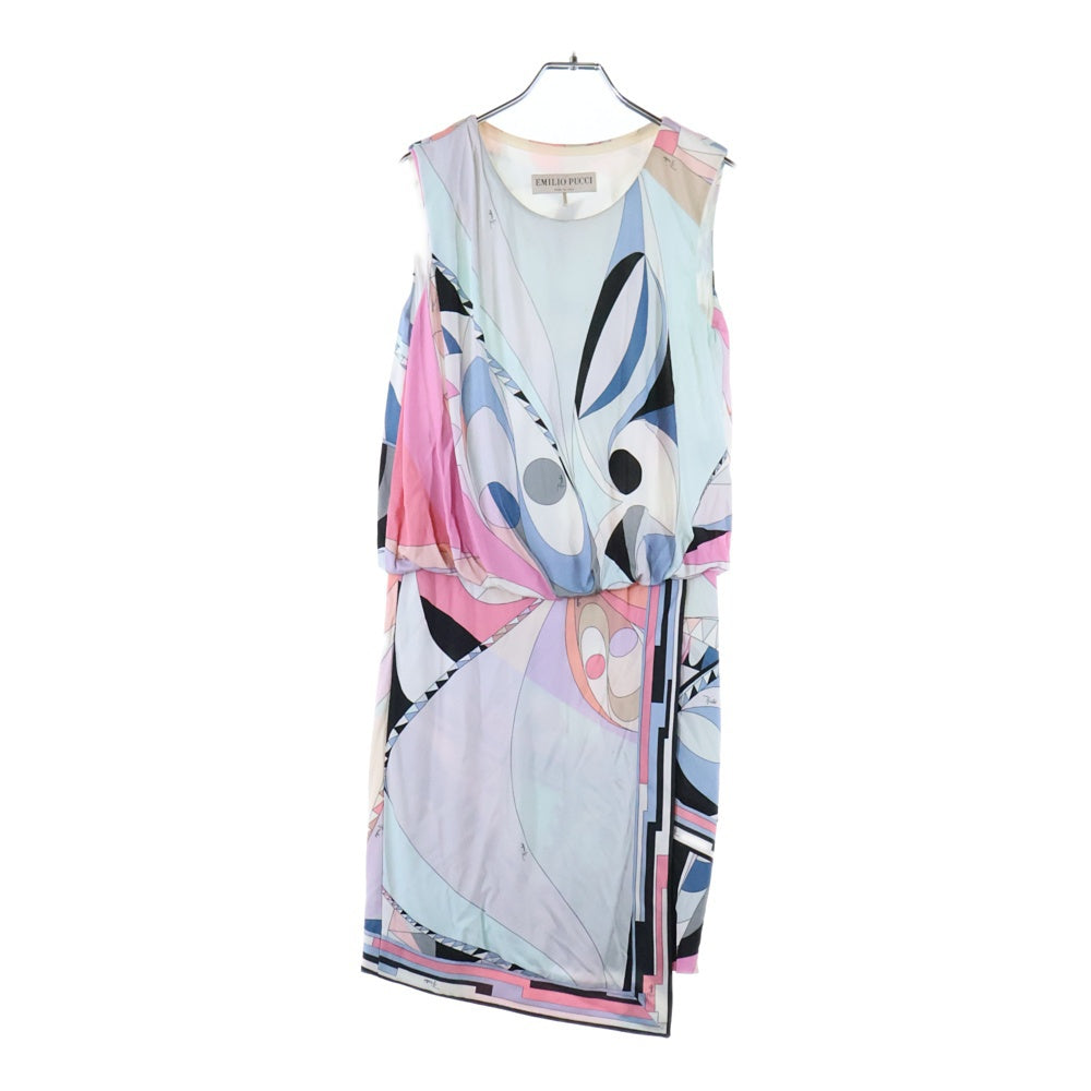 EMILIO PUCCI(エミリオプッチ) レーヨン 総柄 ノースリーブ ラップワンピース マルチ レディース 46RL28