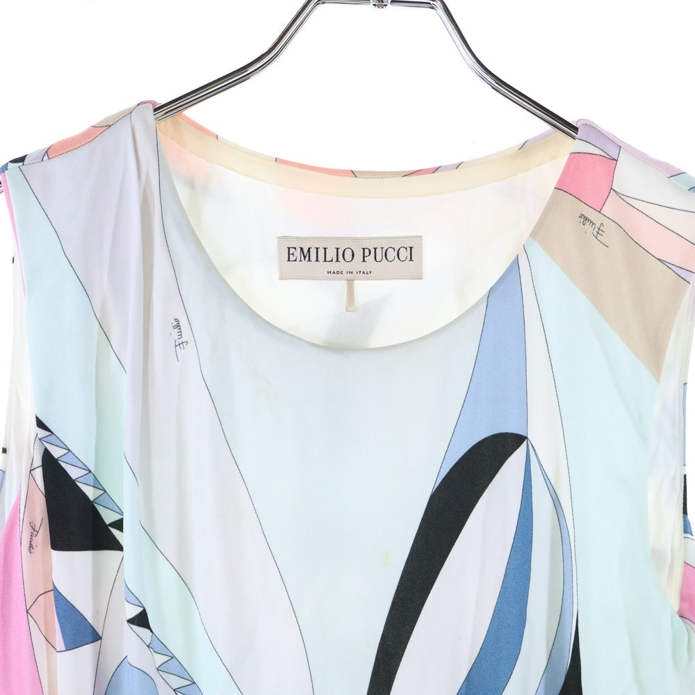 EMILIO PUCCI(エミリオプッチ) レーヨン 総柄 ノースリーブ ラップワンピース マルチ レディース 46RL28