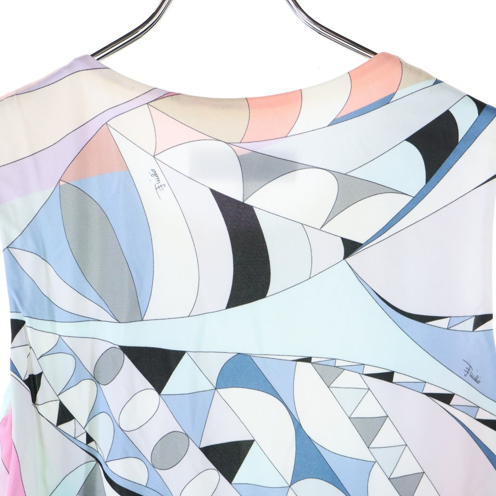 EMILIO PUCCI(エミリオプッチ) レーヨン 総柄 ノースリーブ ラップワンピース マルチ レディース 46RL28