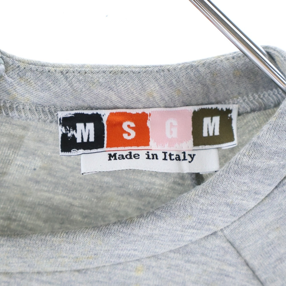 MSGM(エムエスジーエム) リップレース装飾 クルーネック半袖トレーナー グレー レディース 1741MDM50
