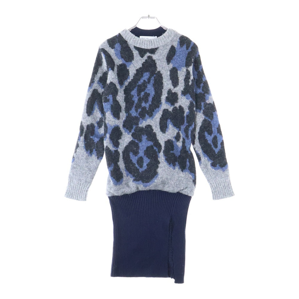 sacai luck(サカイ ラック) ウール アルパカ混 ニットドッキング ワンピース ネイビー レディース 15AWLU1026