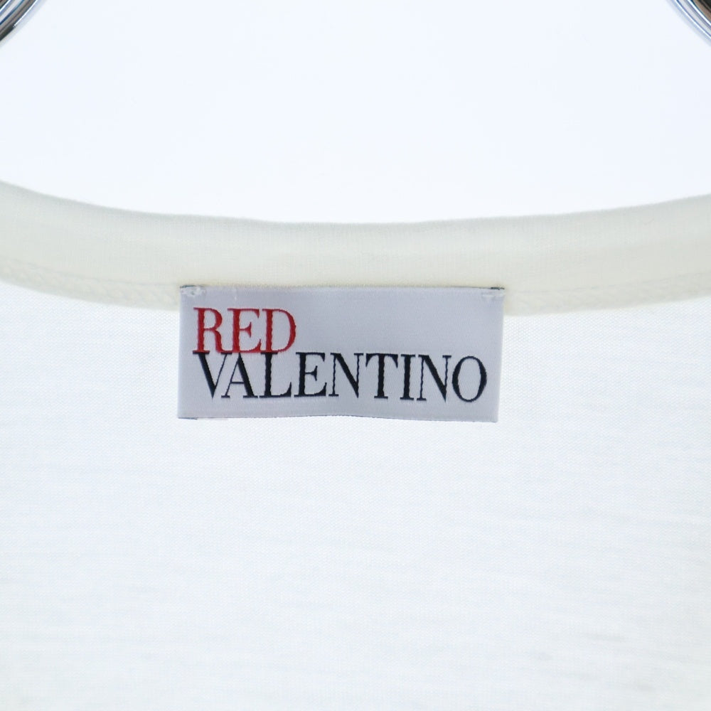 RED VALENTINO(レッド ヴァレンティノ) レース装飾 クルーネック 半袖Tシャツ レディース ホワイト ERAN0606