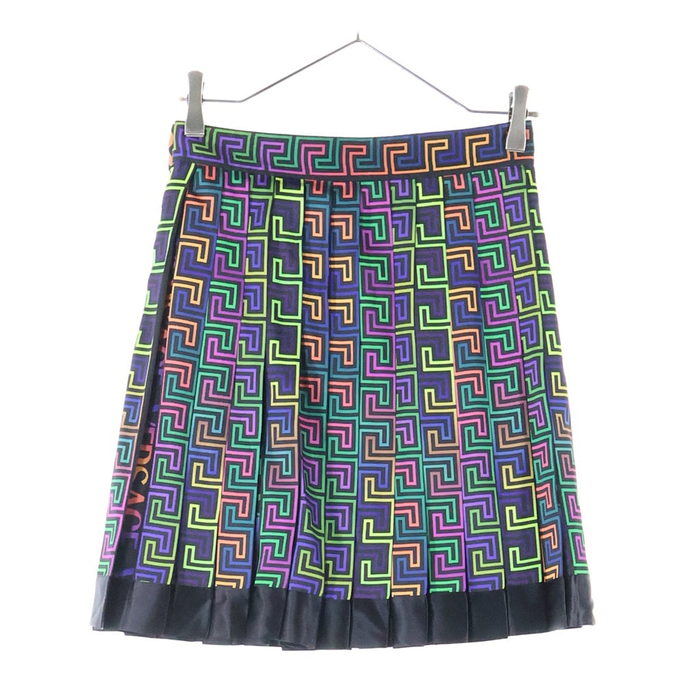 VERSACE(ヴェルサーチ) ロゴ総柄 ポリエステル プリーツスカート マルチ レディース 1001499
