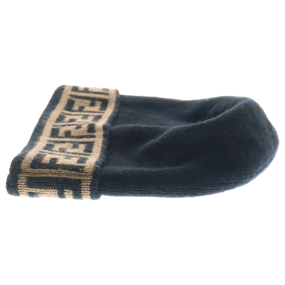 FENDI(フェンディ) ズッカ柄 ウール ニットキャップ ビーニー 帽子 ブラック FXQ056 A88C