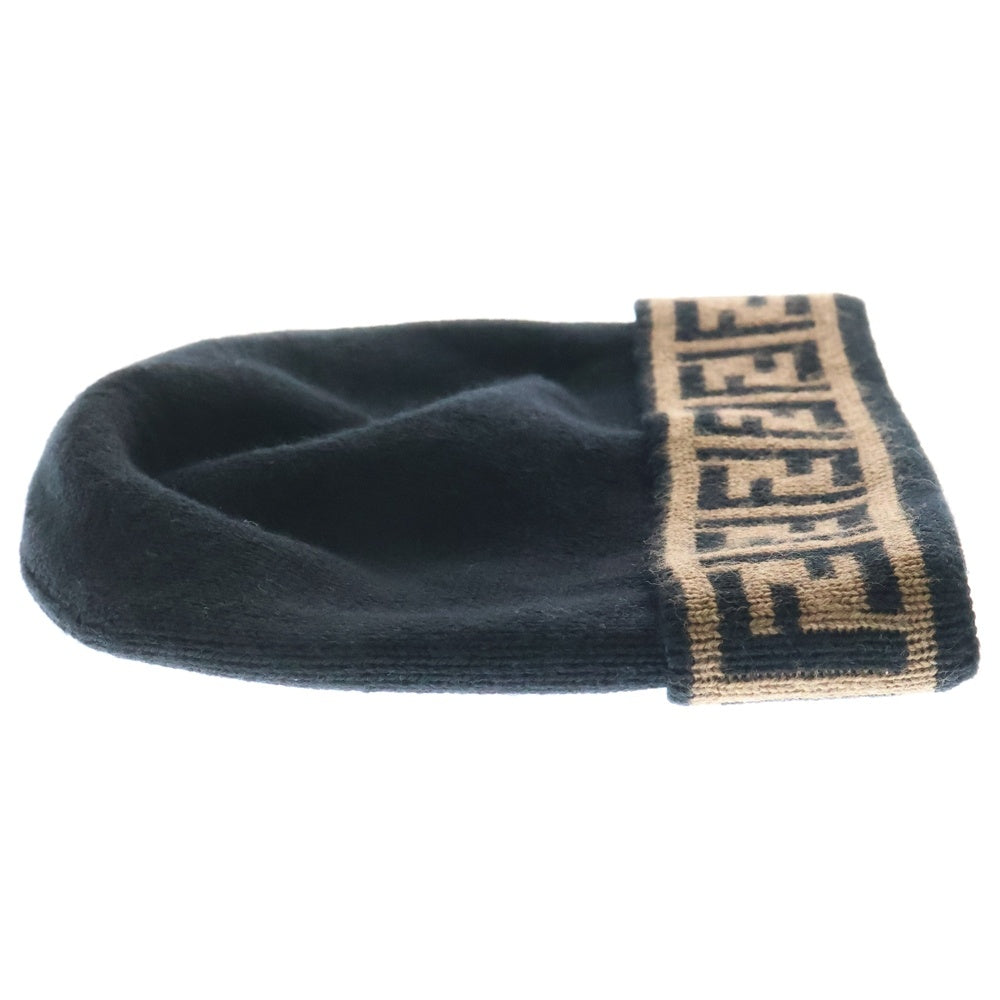 FENDI(フェンディ) ズッカ柄 ウール ニットキャップ ビーニー 帽子 ブラック FXQ056 A88C