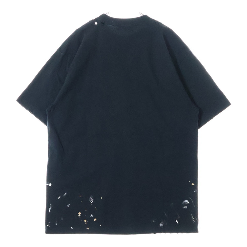BALENCIAGA(バレンシアガ) 90/10 プリント ダメージ加工 クルーネック半袖Tシャツ カットソー ブラック 641675 TMVH3