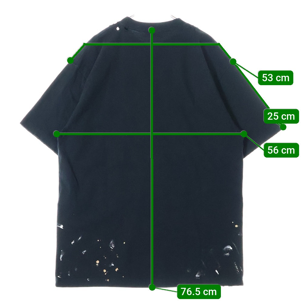 BALENCIAGA(バレンシアガ) 90/10 プリント ダメージ加工 クルーネック半袖Tシャツ カットソー ブラック 641675 TMVH3
