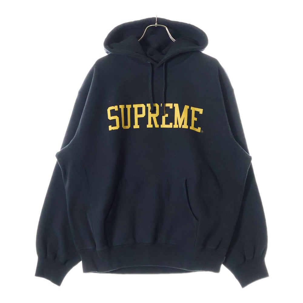 SUPREME(シュプリーム) 23AW Varsity Hooded Sweatshirt バーシティロゴプリントプルオーバースウェットパーカー フーディー ネイビー