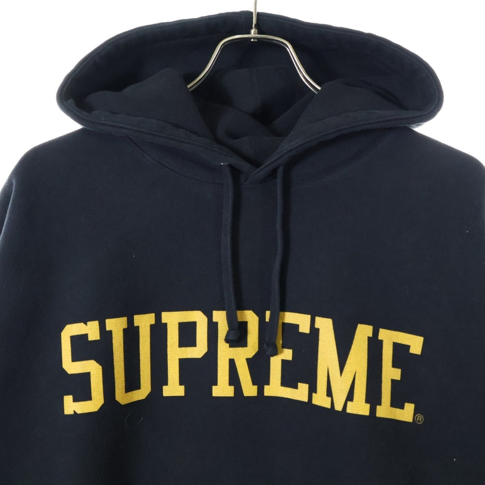 SUPREME(シュプリーム) 23AW Varsity Hooded Sweatshirt バーシティロゴプリントプルオーバースウェットパーカー フーディー ネイビー