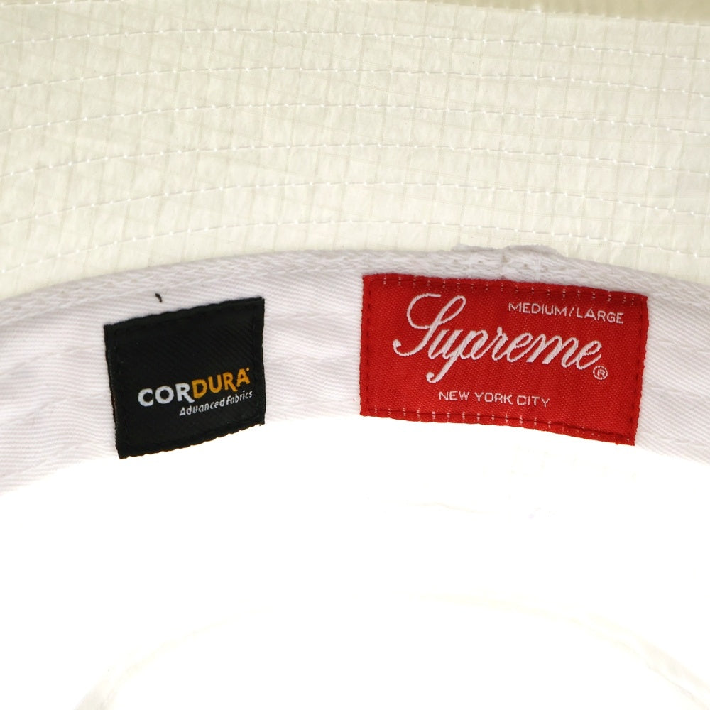 SUPREME(シュプリーム) 23SS Cordura Ripstop Crusher クラシックロゴ コーデュラ リップストップナイロンバケットハット 帽子 ホワイト
