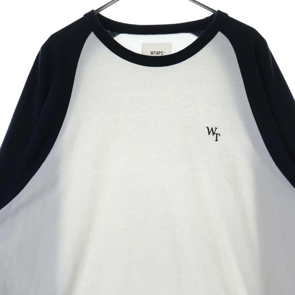 WTAPS(ダブルタップス) 23SS IAN LS CTPL LEAGUE 231ATDT-CSM19 ロゴ刺繍長袖Tシャツ ホワイト/ネイビー