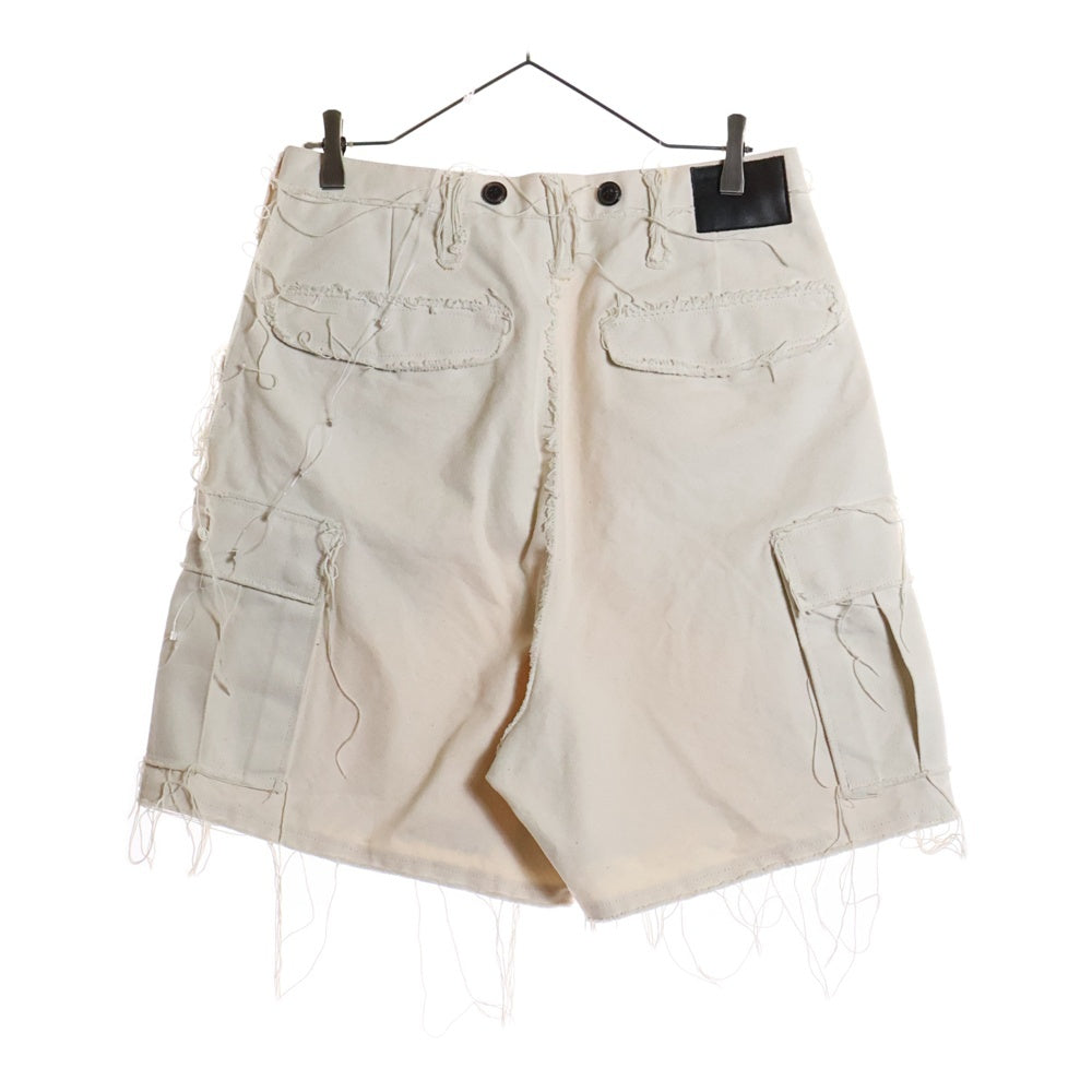 SUGARHILL(シュガーヒル) RAW-EDGE CANVAS CARGO SHORTS サンプル キャンバスカーゴショーツ ハーフパンツ ホワイト