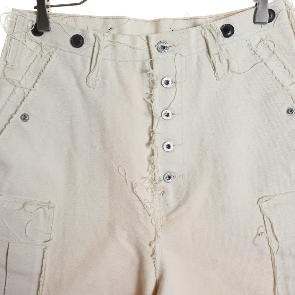 SUGARHILL(シュガーヒル) RAW-EDGE CANVAS CARGO SHORTS サンプル キャンバスカーゴショーツ ハーフパンツ ホワイト