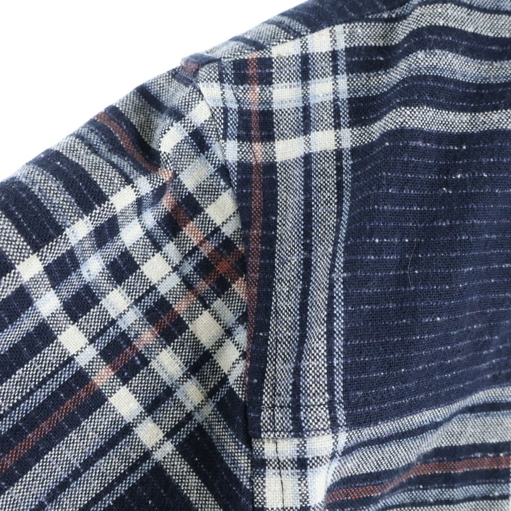 SUGARHILL(シュガーヒル) JAZZ NEP OMBRE PLAID FRINGE BLOUSE 2411300505 フリンジ チェック 長袖シャツ ネイビー