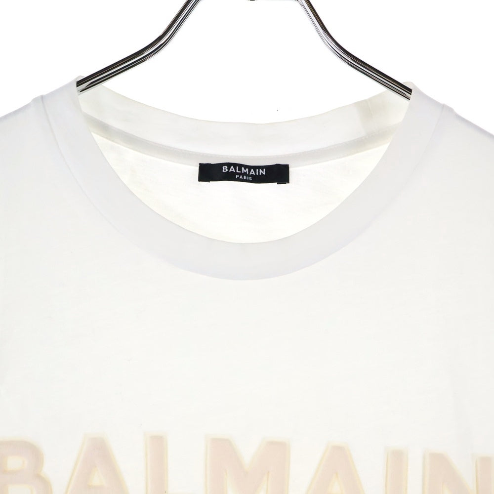 BALMAIN(バルマン) エンボスロゴ クルーネック 半袖Tシャツ カットソー ホワイト