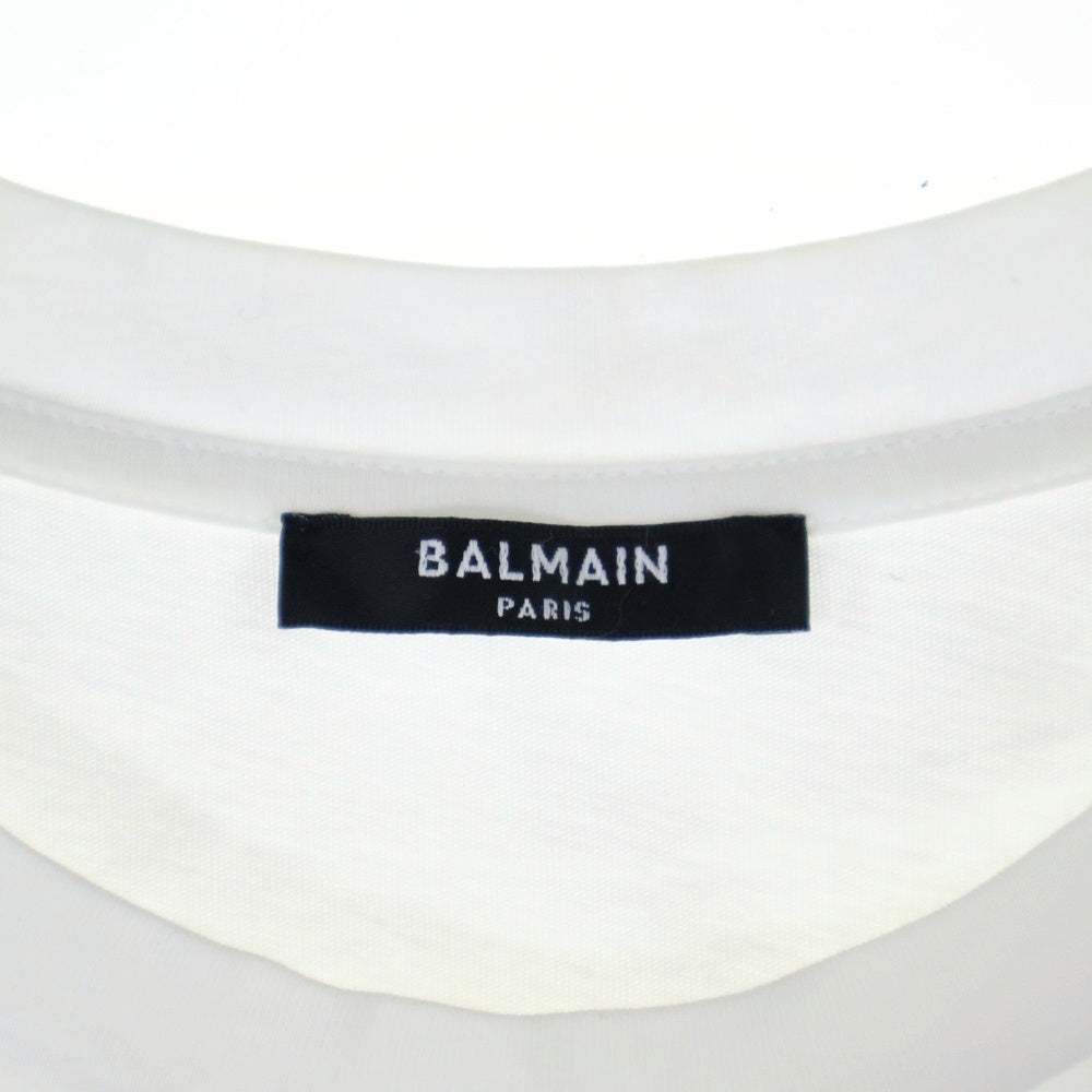 BALMAIN(バルマン) エンボスロゴ クルーネック 半袖Tシャツ カットソー ホワイト