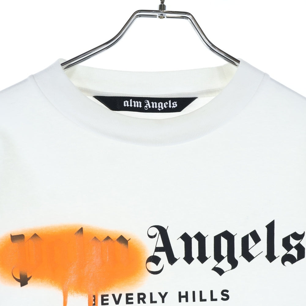 Palm Angels(パームエンジェルス) 21SS BEVERLY HILLS SPRAYED TEE PMAA001S21JER033 ロゴプリント クルーネック 半袖Tシャツ カットソー ホワイト