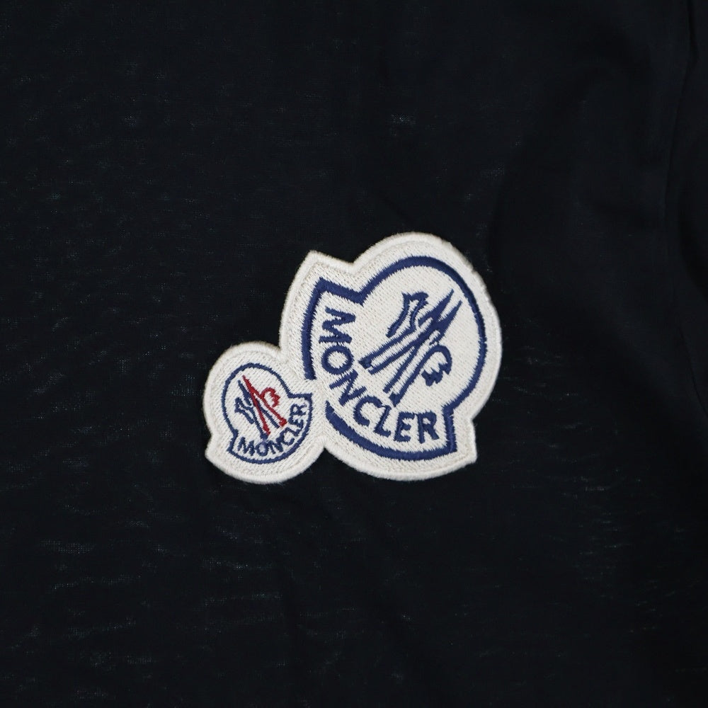 MONCLER(モンクレール) 19AW MAGLIA T-SHIRT フロントロゴ刺繍パッチ クルーネック 半袖Tシャツ カットソー ブラック E20918032500 8390Y