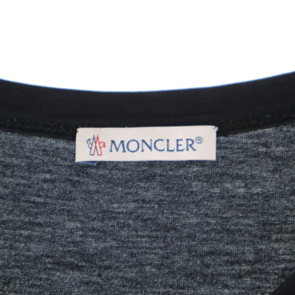 MONCLER(モンクレール) 19AW MAGLIA T-SHIRT フロントロゴ刺繍パッチ クルーネック 半袖Tシャツ カットソー ブラック E20918032500 8390Y