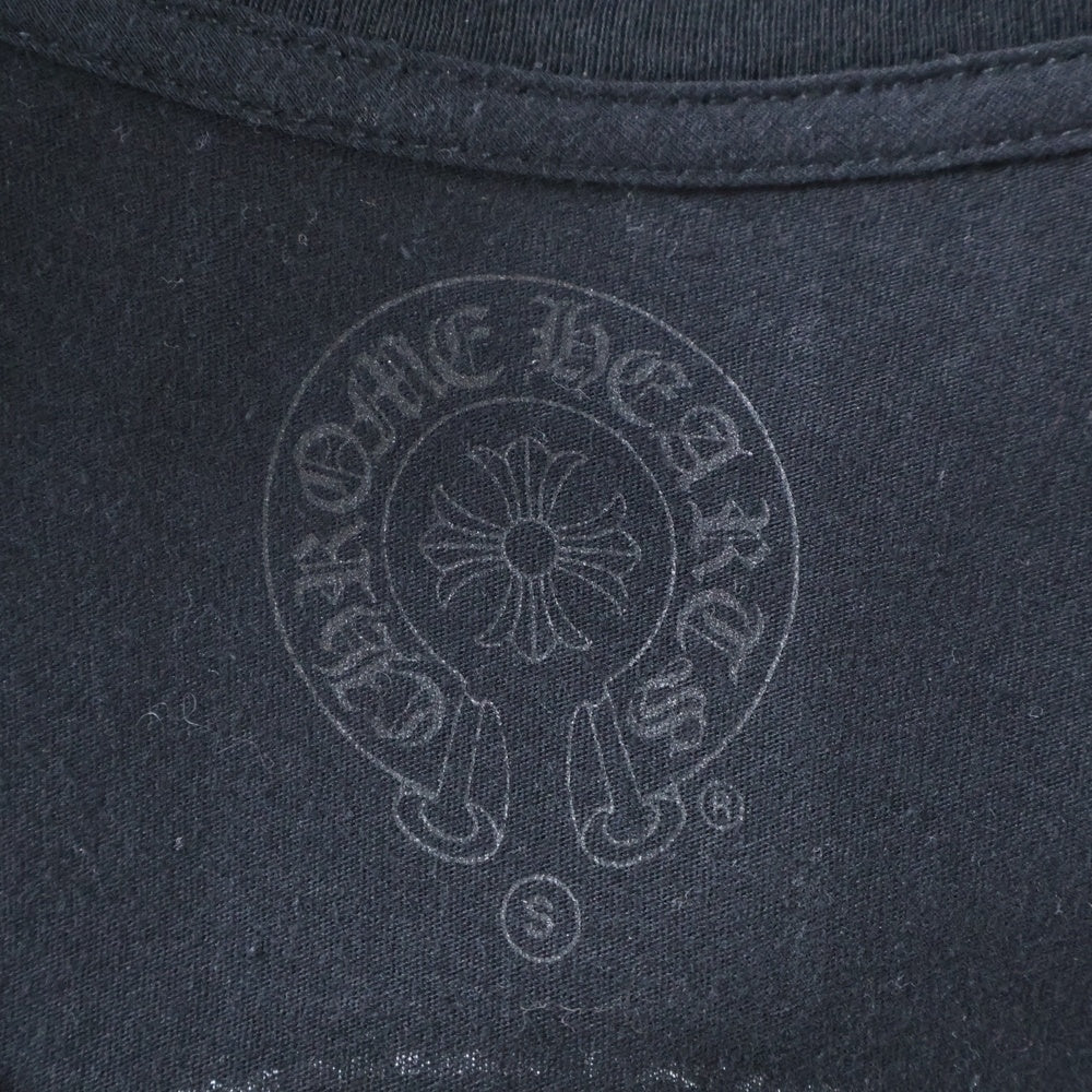 CHROME HEARTS(クロムハーツ) ホースシュー プリント Vネック 半袖Tシャツ カットソー ブラック レディース