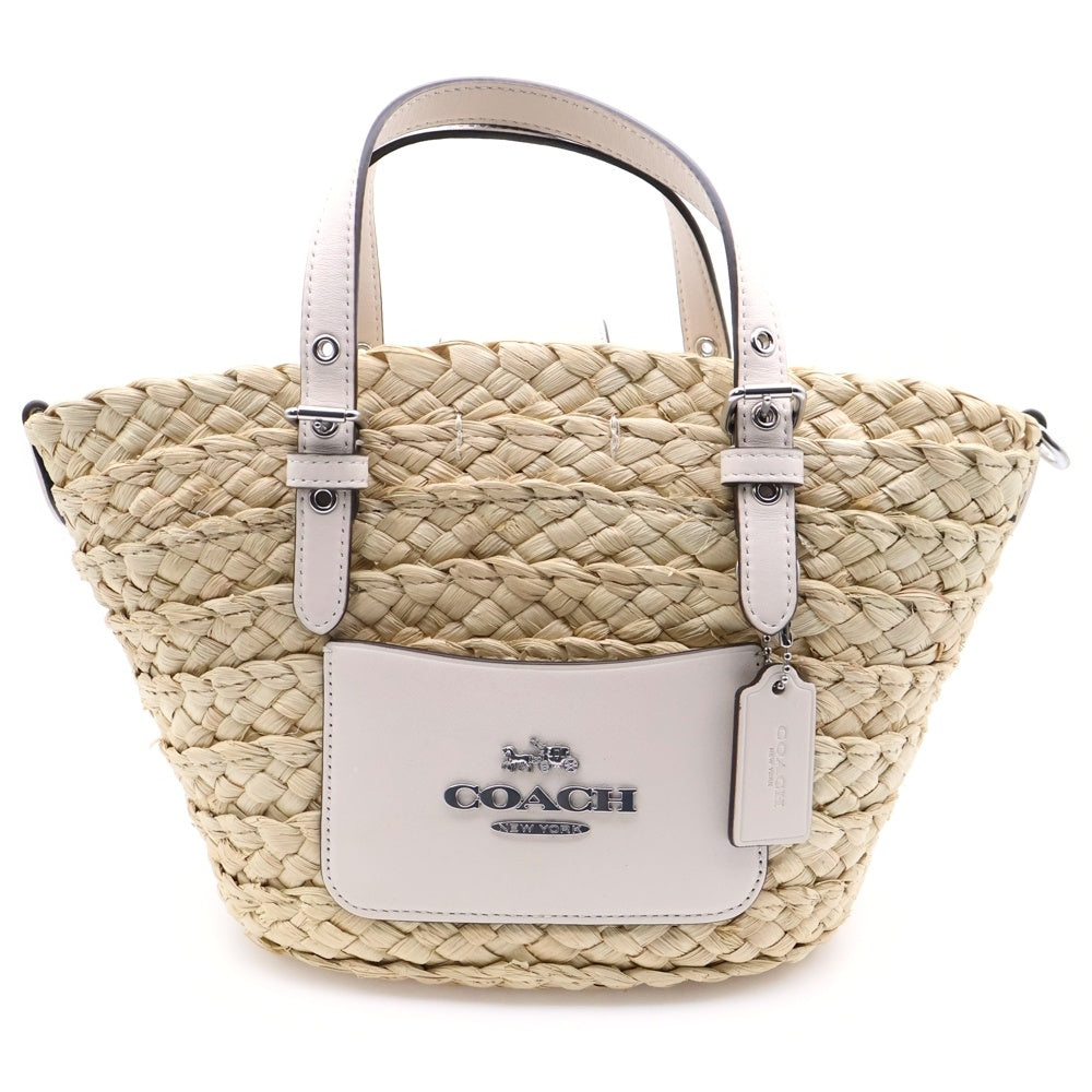 COACH(コーチ) ロゴ カゴバッグ 2WAY ハンドバッグ ショルダーバッグ ベージュ B23201