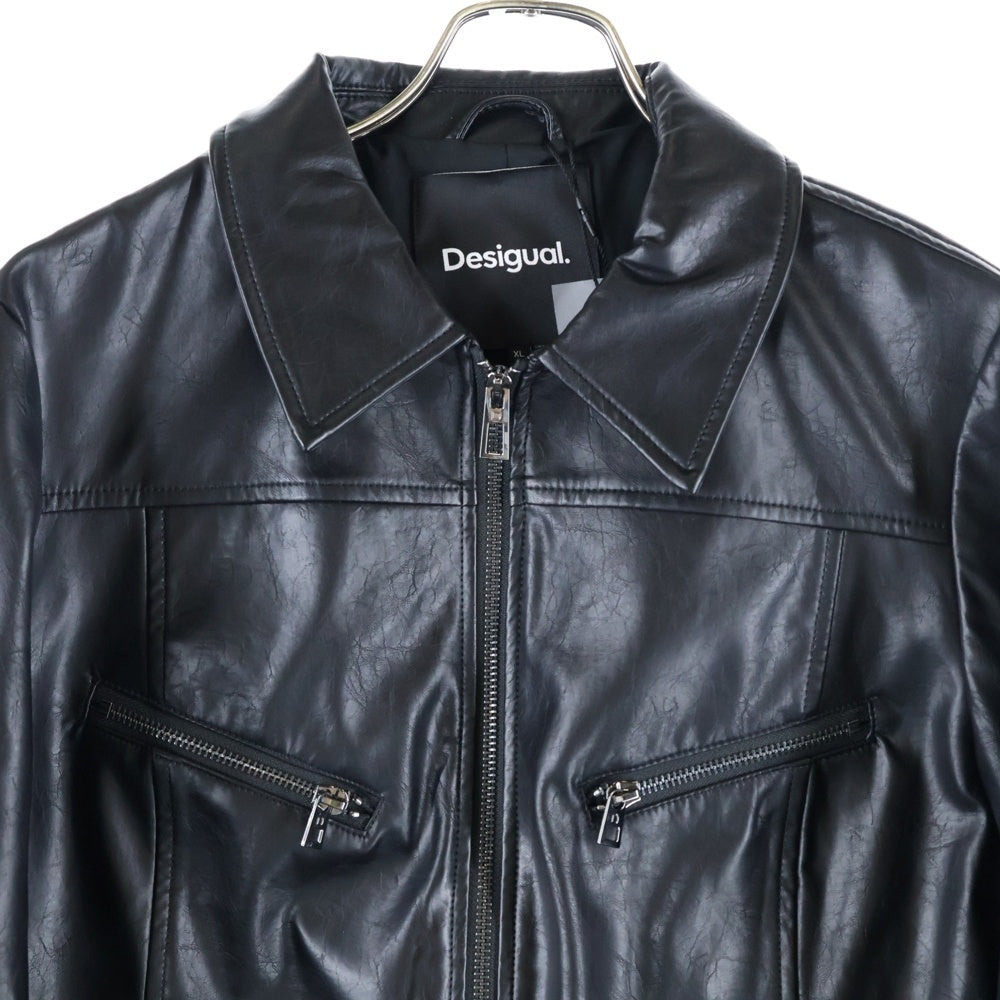 Desigual(デシグアル) フェイクレザー バイカージャケット ブラック レディース 24SWEW25