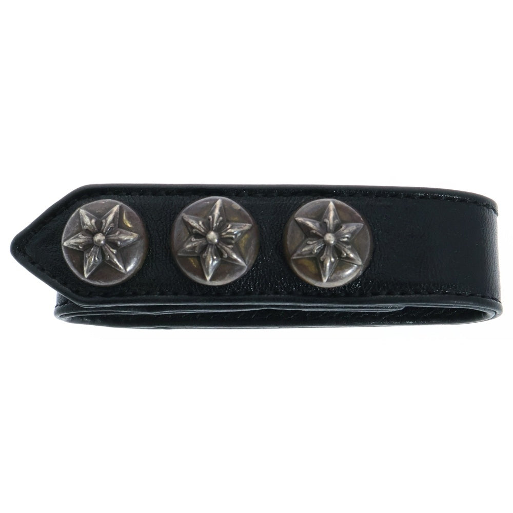CHROME HEARTS(クロムハーツ) 3BTN 2SNP スターボール 3ボタン2スナップ レザーブレスレット ブラック/シルバー