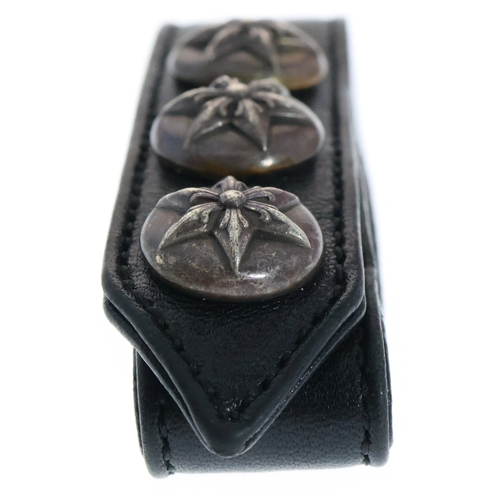 CHROME HEARTS(クロムハーツ) 3BTN 2SNP スターボール 3ボタン2スナップ レザーブレスレット ブラック/シルバー