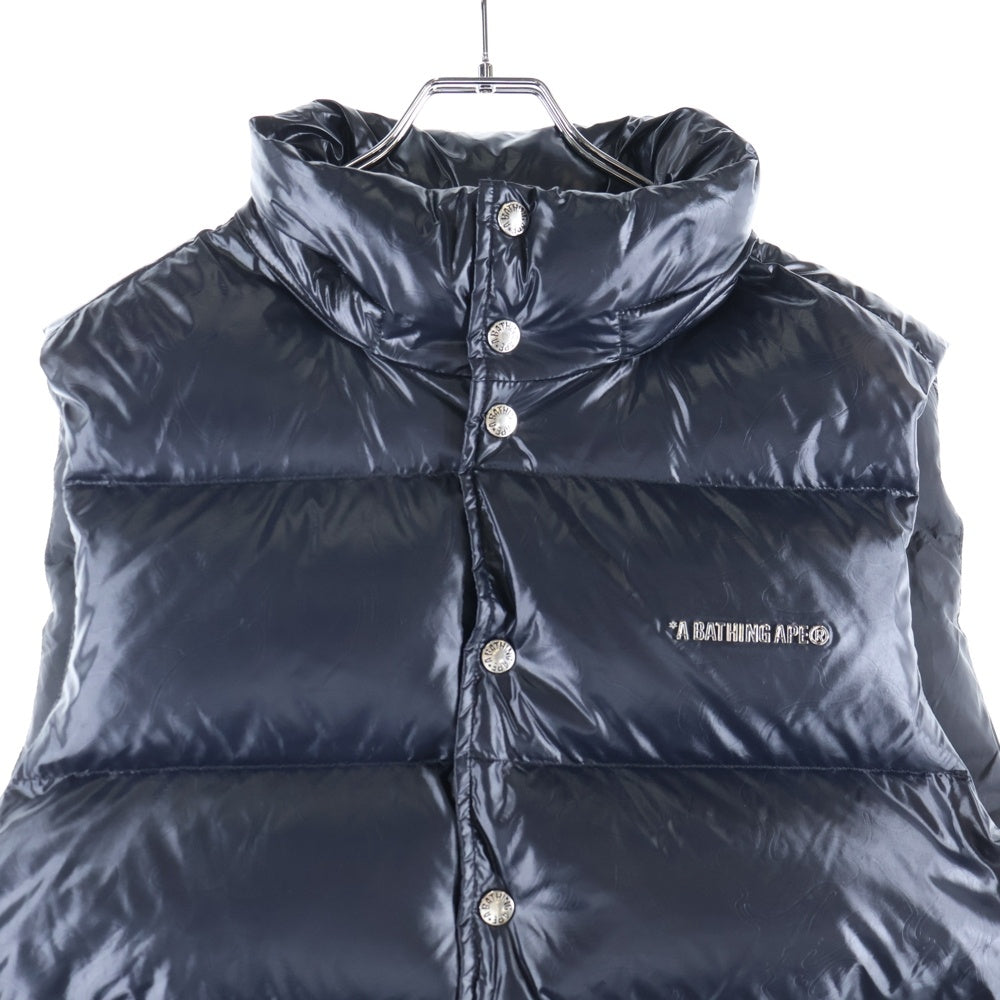 A BATHING APE(アベイシングエイプ) LINE CAMO DEBOSSED ライン カモ ナイロンダウンベスト 001DNK801306M ブラック