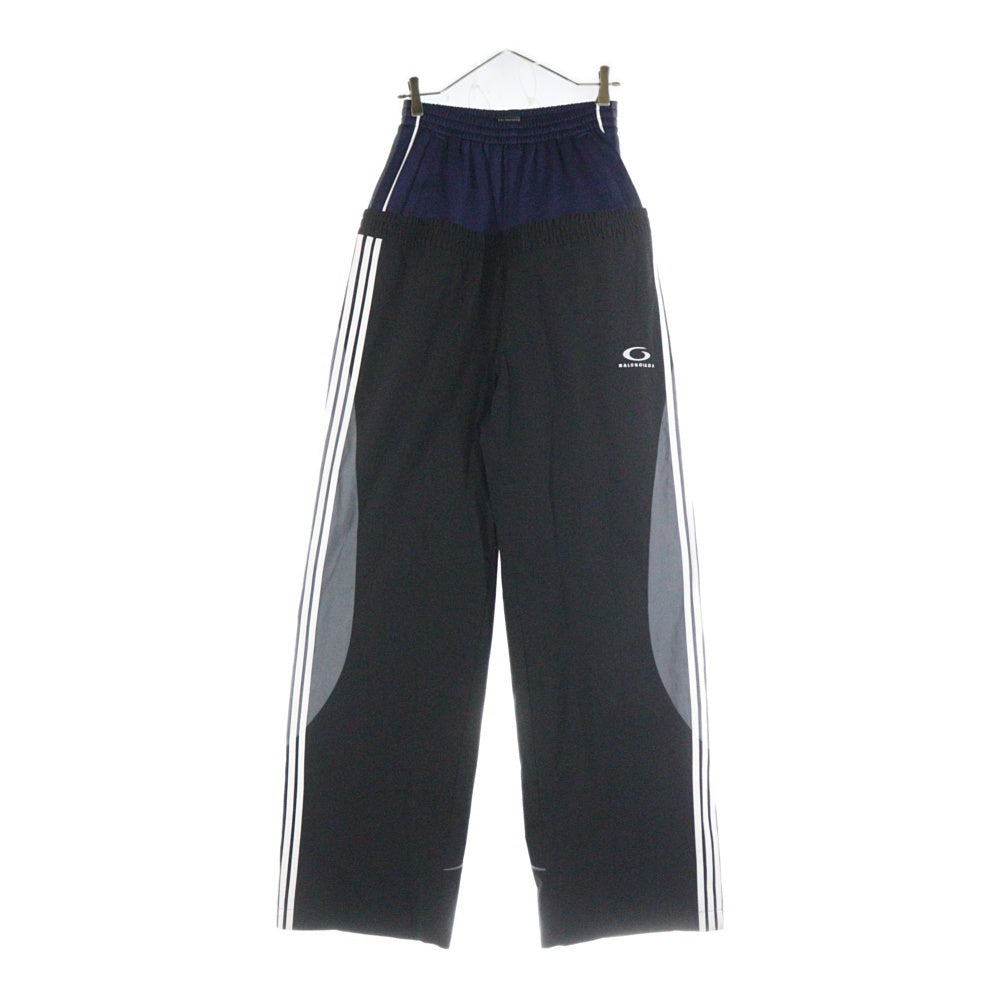 BALENCIAGA(バレンシアガ) 24AW ループスポーツロゴ カットアップ レイヤード トラックパンツ ブラック/ネイビー 808909 TR031