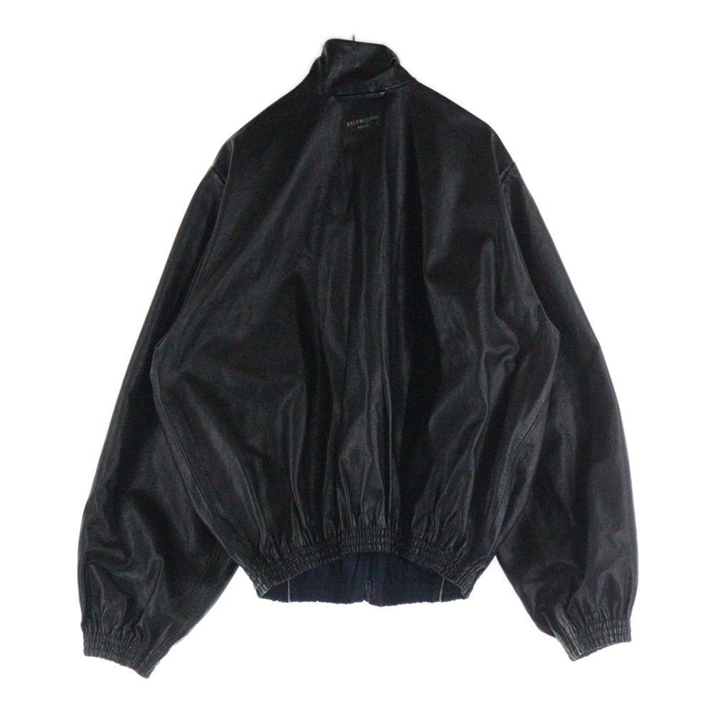 BALENCIAGA(バレンシアガ) 24AW スポーツアイコンロゴ リバーシブル レザー ナイロン トラックジャケット ブラック/ネイビー 808809 TR032
