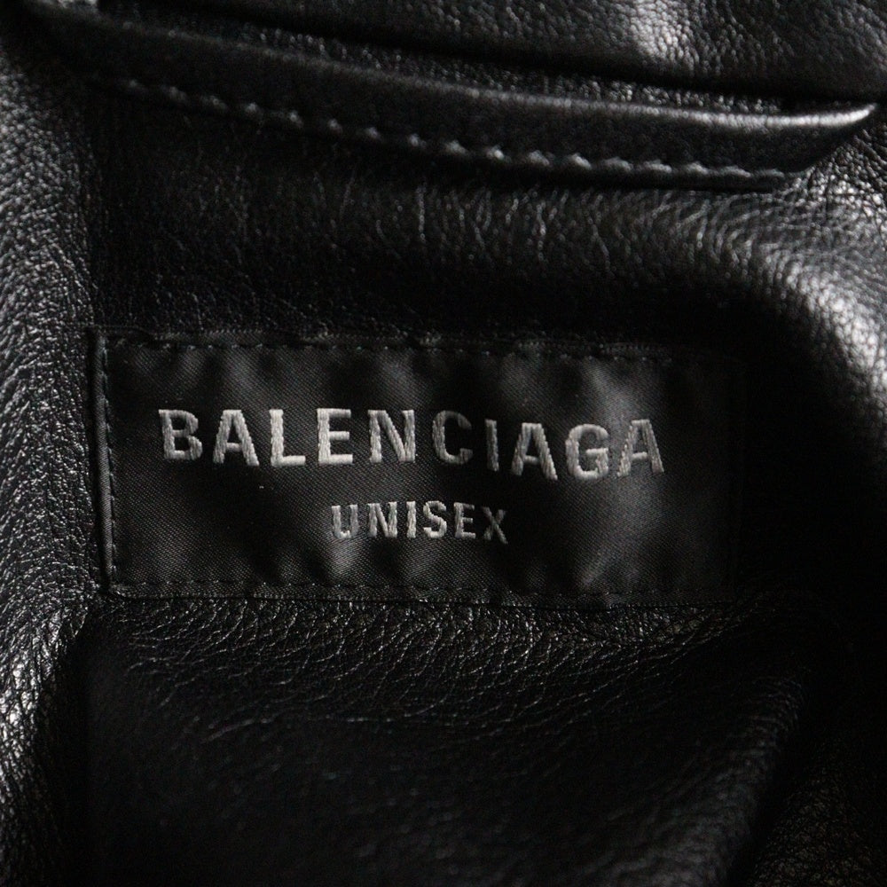 BALENCIAGA(バレンシアガ) 24AW スポーツアイコンロゴ リバーシブル レザー ナイロン トラックジャケット ブラック/ネイビー 808809 TR032