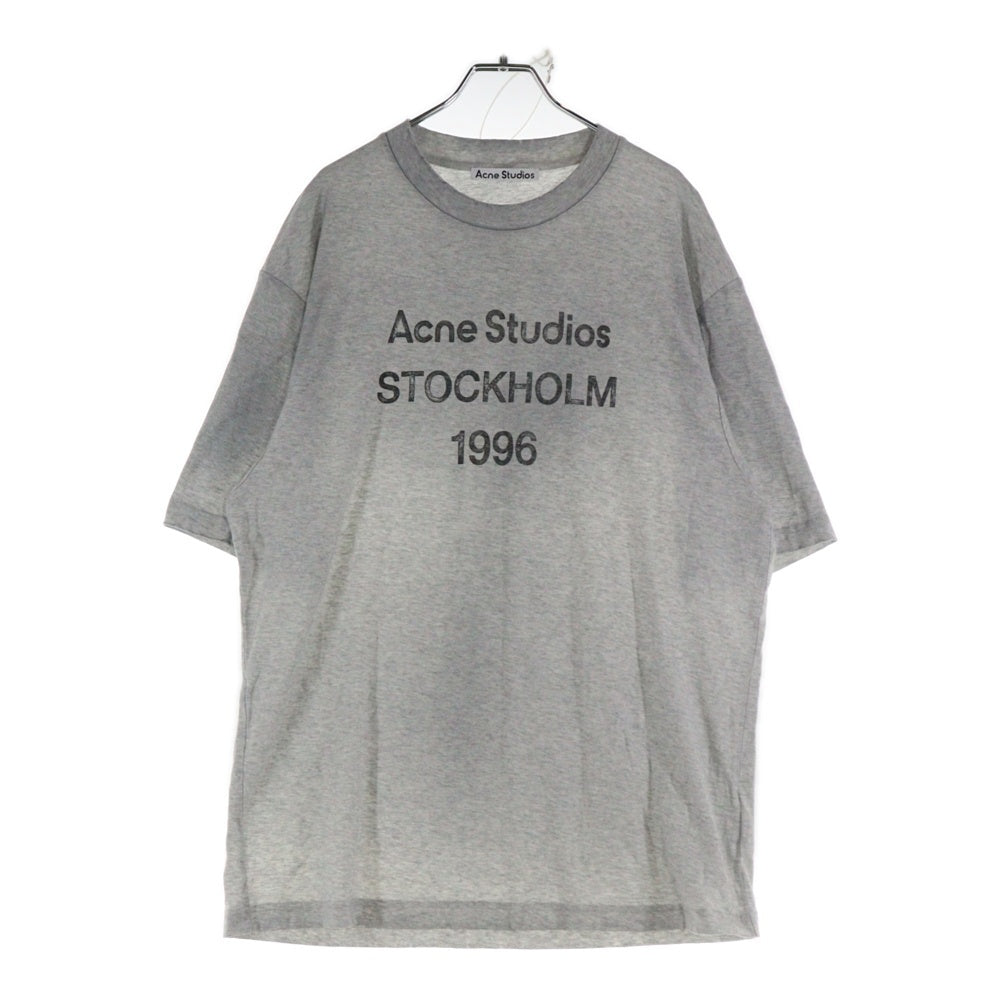 Acne Studios(アクネ ストゥディオズ) ヴィンテージ加工 フロントロゴプリント 半袖Tシャツ カットソー グレー FN-UX-TSHI000017