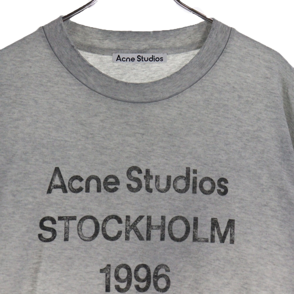 Acne Studios(アクネ ストゥディオズ) ヴィンテージ加工 フロントロゴプリント 半袖Tシャツ カットソー グレー FN-UX-TSHI000017