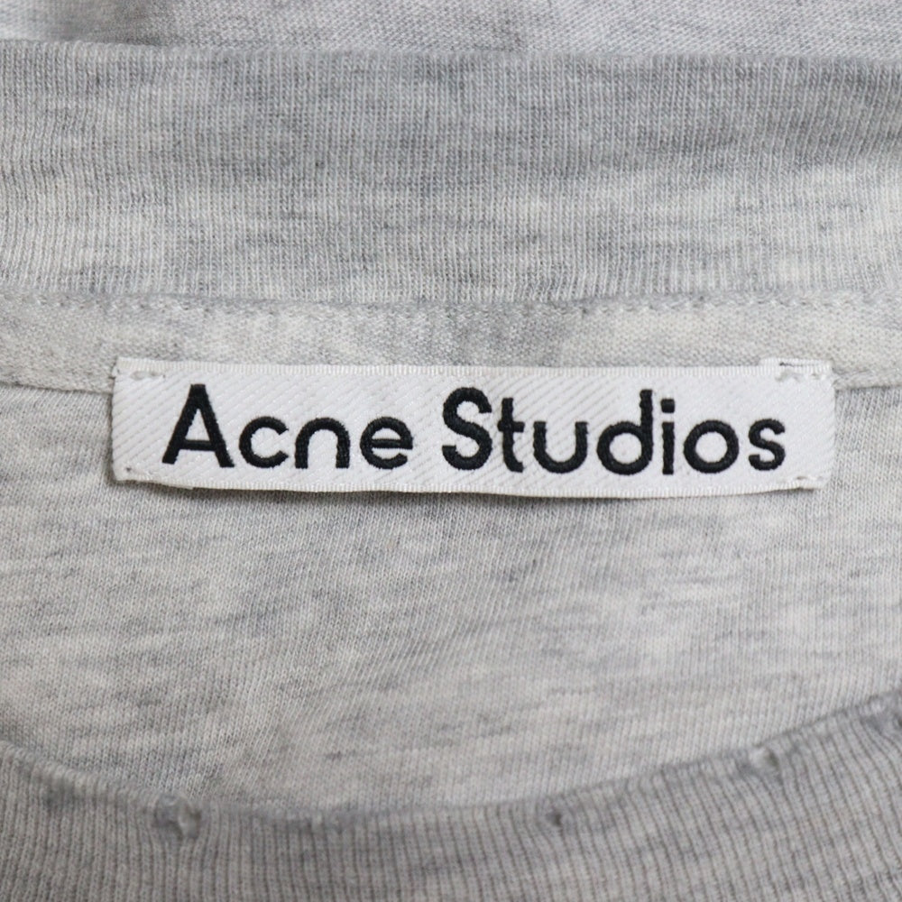 Acne Studios(アクネ ストゥディオズ) ヴィンテージ加工 フロントロゴプリント 半袖Tシャツ カットソー グレー FN-UX-TSHI000017