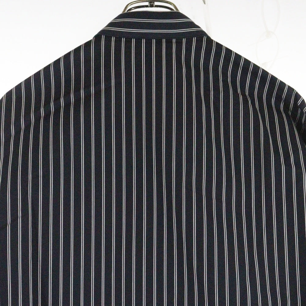 BALENCIAGA(バレンシアガ) Flatground Shirt 814598 TRM23 ドッキング ストライプ 長袖シャツ ブラック