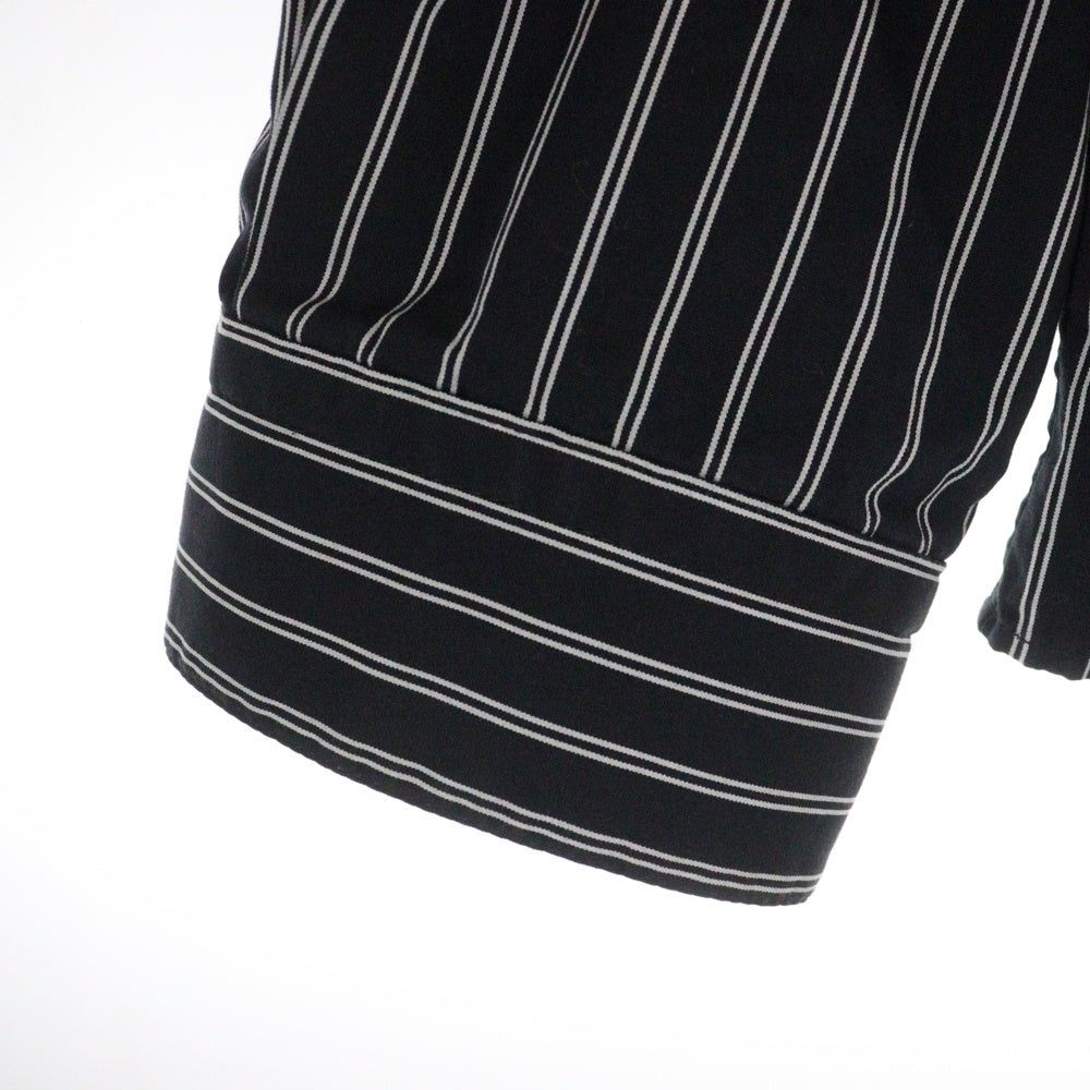BALENCIAGA(バレンシアガ) Flatground Shirt 814598 TRM23 ドッキング ストライプ 長袖シャツ ブラック