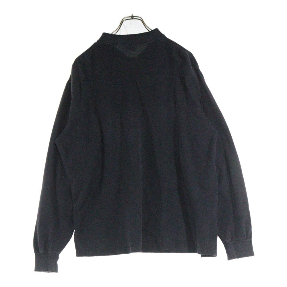 BALENCIAGA(バレンシアガ) 25SS Laurel Destroyed Polo Shirt 828529 TSVC7 ロングスリーブクラシックポロシャツ 長袖シャツ ブラック