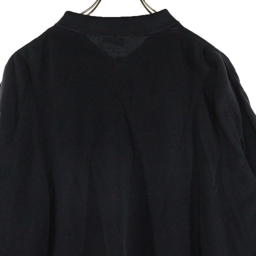 BALENCIAGA(バレンシアガ) 25SS Laurel Destroyed Polo Shirt 828529 TSVC7 ロングスリーブクラシックポロシャツ 長袖シャツ ブラック
