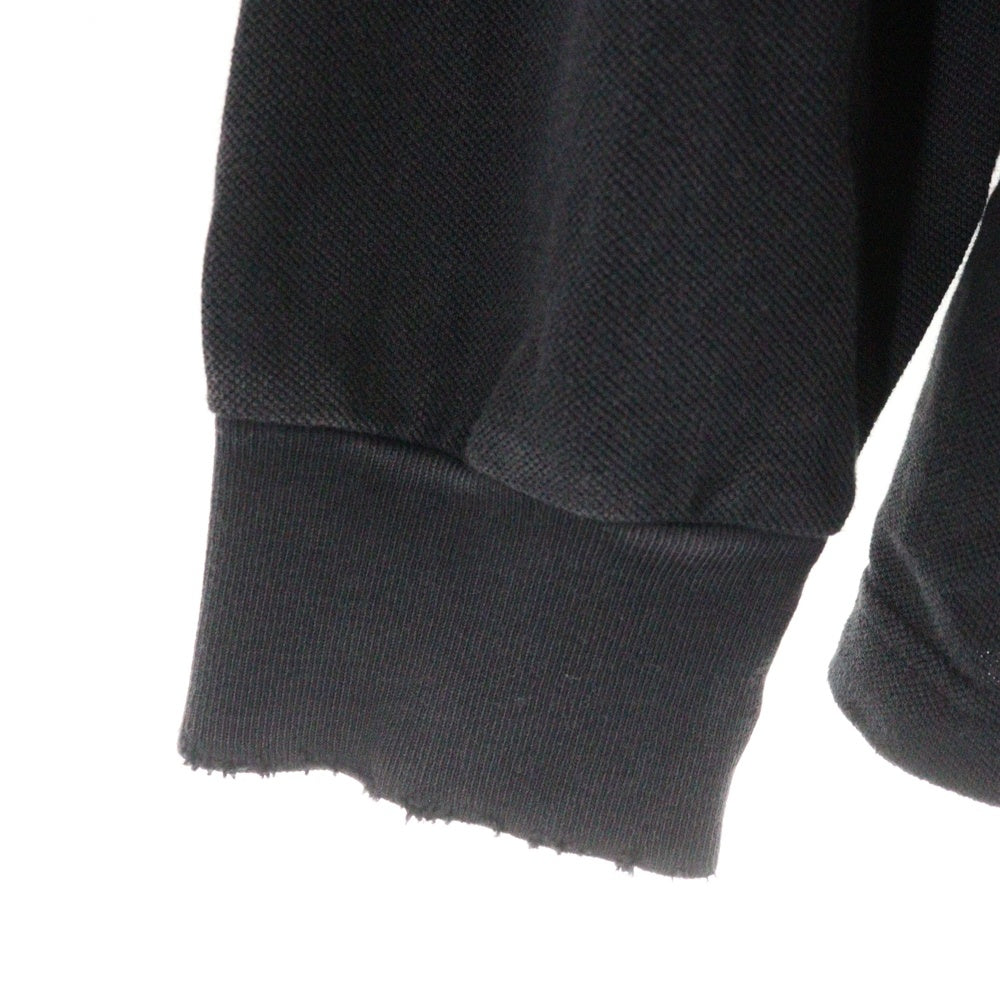 BALENCIAGA(バレンシアガ) 25SS Laurel Destroyed Polo Shirt 828529 TSVC7 ロングスリーブクラシックポロシャツ 長袖シャツ ブラック