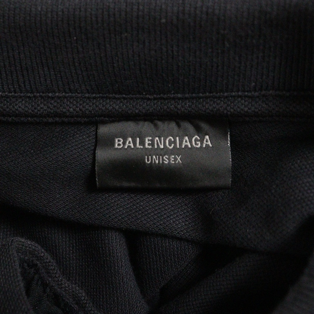 BALENCIAGA(バレンシアガ) 25SS Laurel Destroyed Polo Shirt 828529 TSVC7 ロングスリーブクラシックポロシャツ 長袖シャツ ブラック