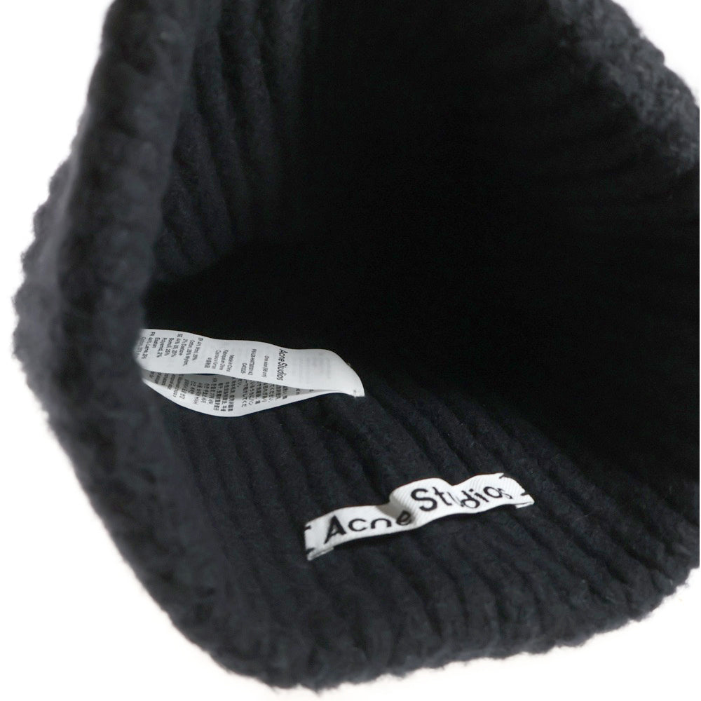 Acne Studios(アクネ ストゥディオズ) ウール混 ニットキャップ ビーニー 帽子 ブラック FN-UX-HATS000143