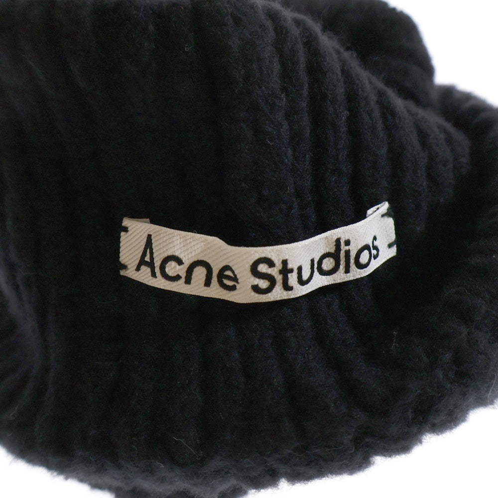 Acne Studios(アクネ ストゥディオズ) ウール混 ニットキャップ ビーニー 帽子 ブラック FN-UX-HATS000143