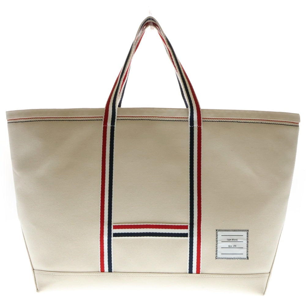 THOM BROWNE(トムブラウン) キャンバス ストライプ ミディアムトートバッグ MAG271A-07164-114 ベージュ