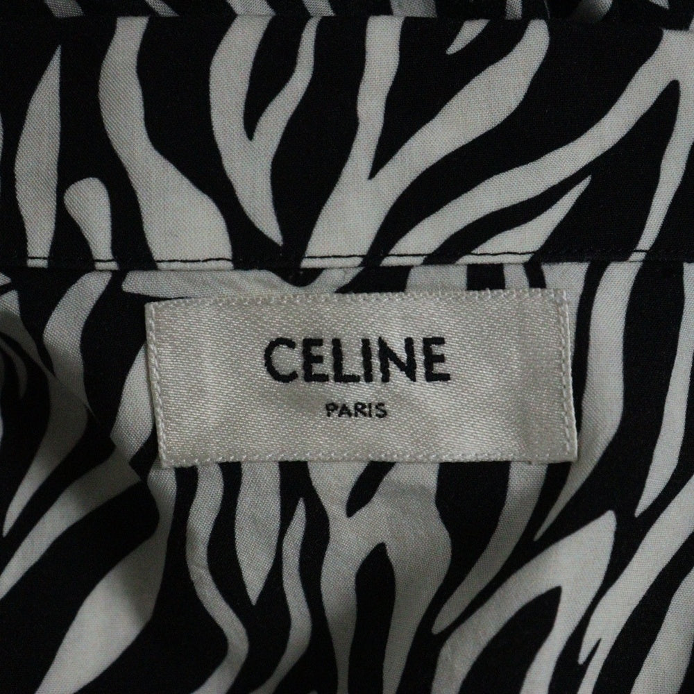CELINE(セリーヌ) 20SS ゼブラ柄 オープンカラー半袖シャツ 2C036843H ホワイト/ブラック