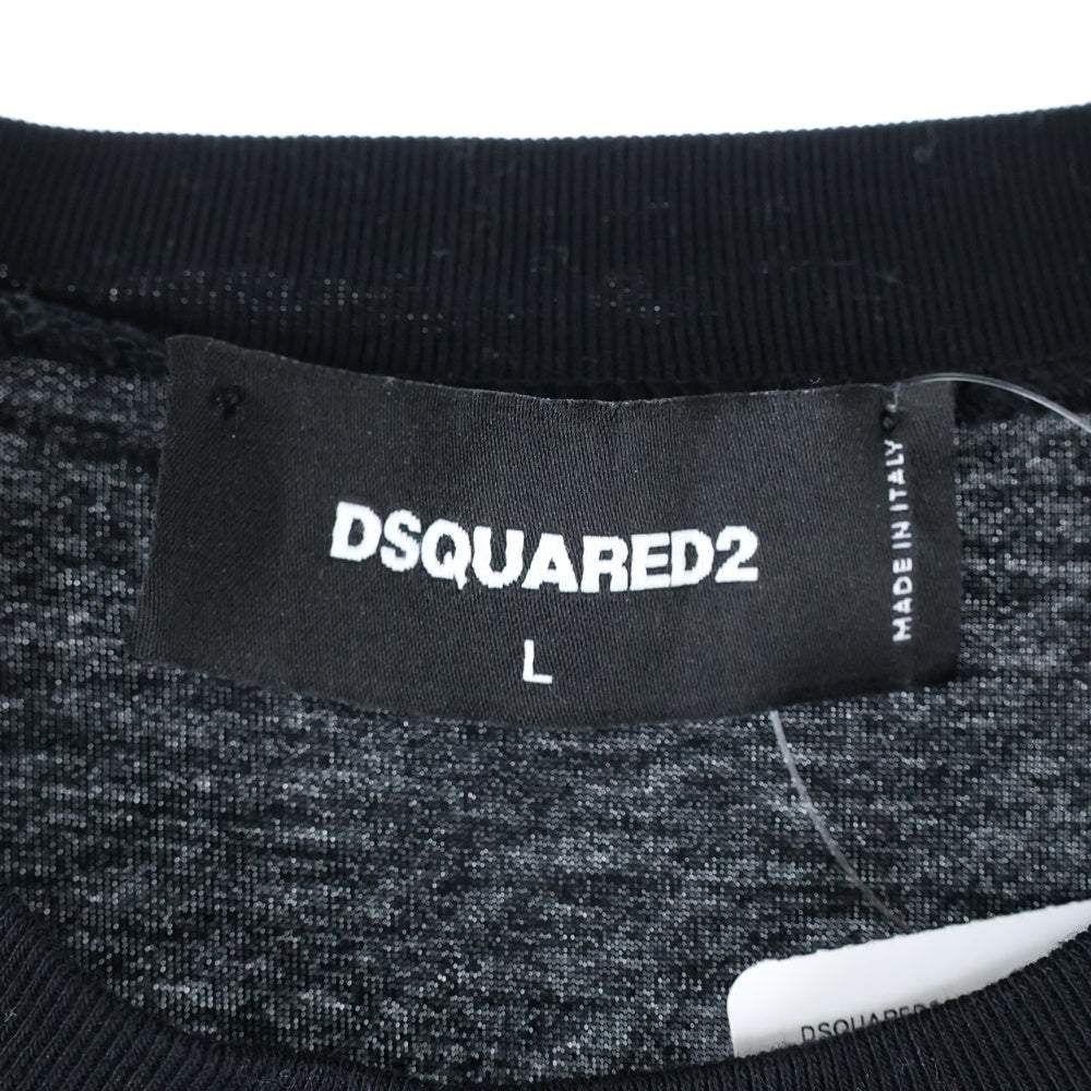 DSQUARED2(ディースクエアード) ロゴプリント 長袖Tシャツ クルーネックカットソー ブラック S74GD1295
